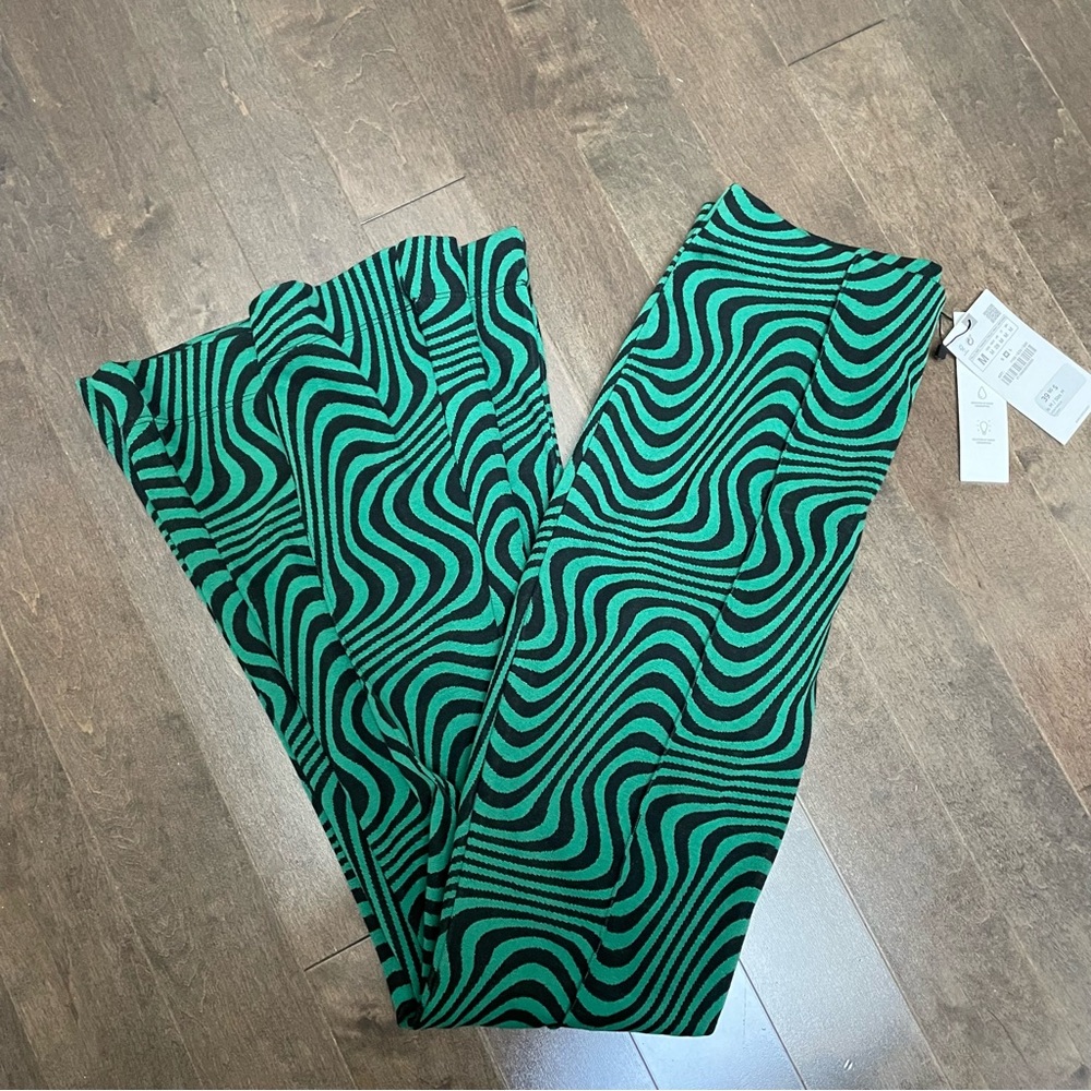 Zara Groovy Stripes Flare Pants - NWT